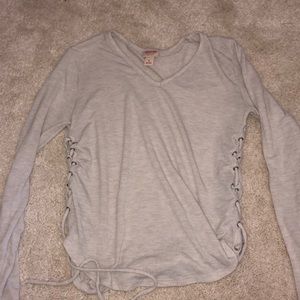 super trendy lace up cozy long sleeve